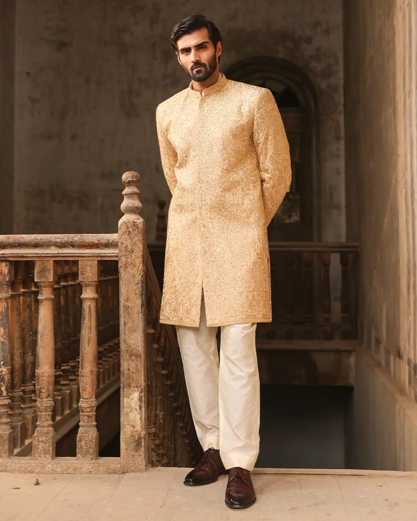 Golden Aura Embroidery Sherwani