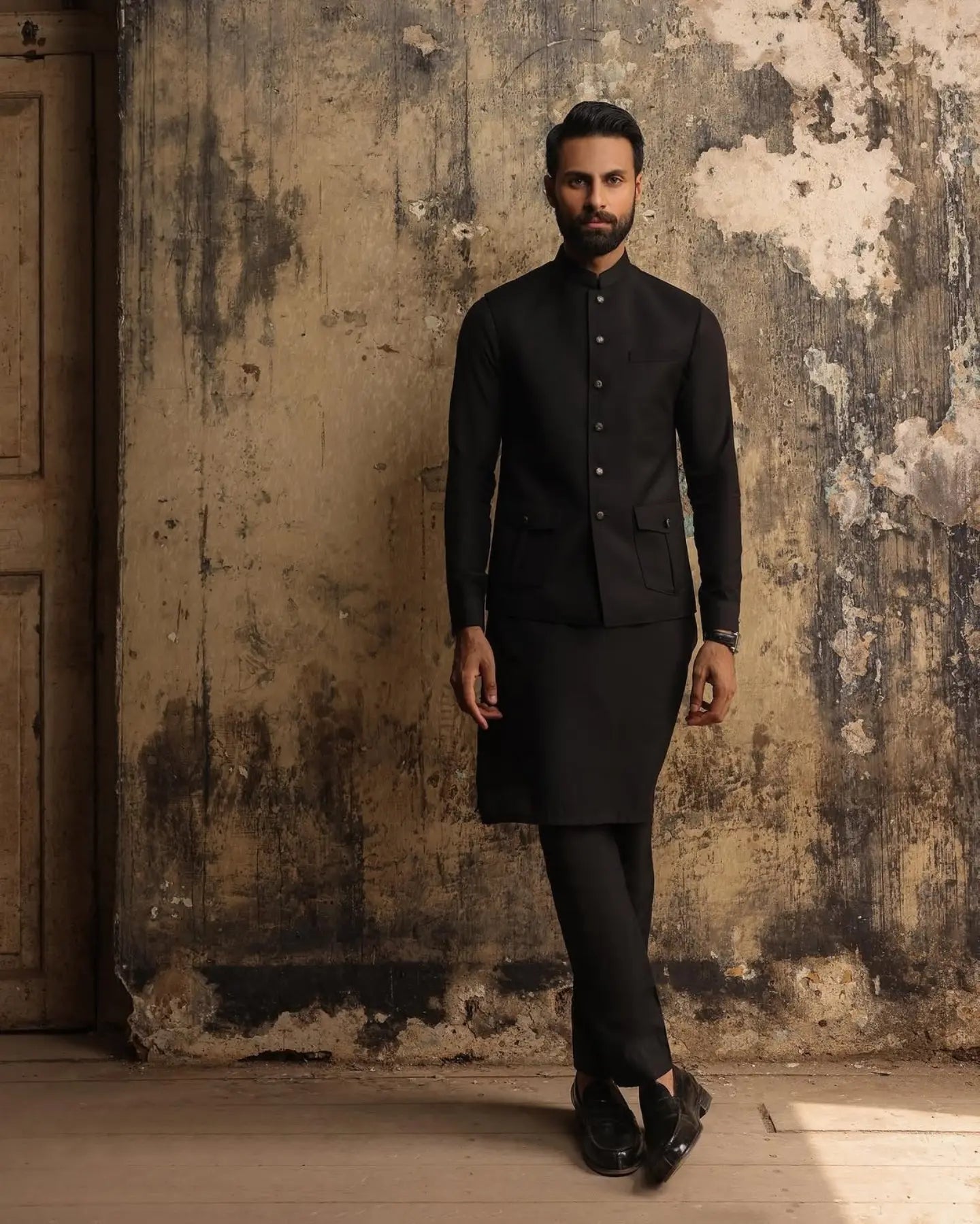 Black Grand Noir Waistcoat and Kurta Pajama
