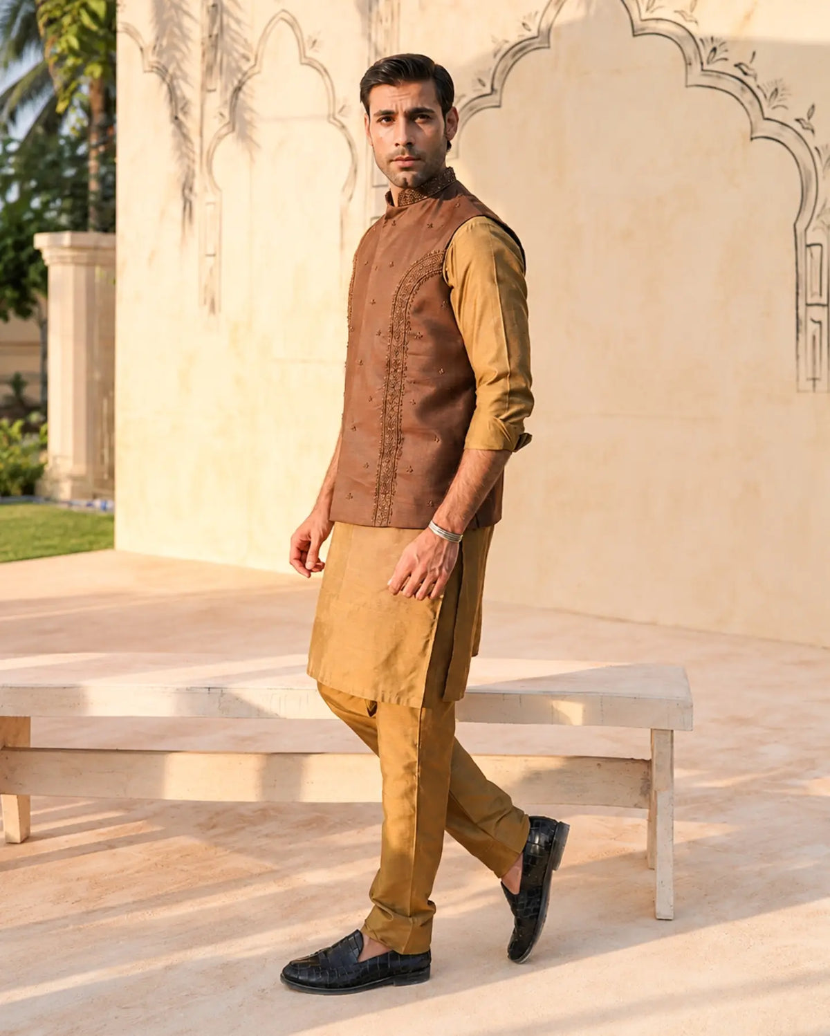 Royal Heritage Waistcoat and Kurta Pajama by Crocfit Bespoke, Karachi