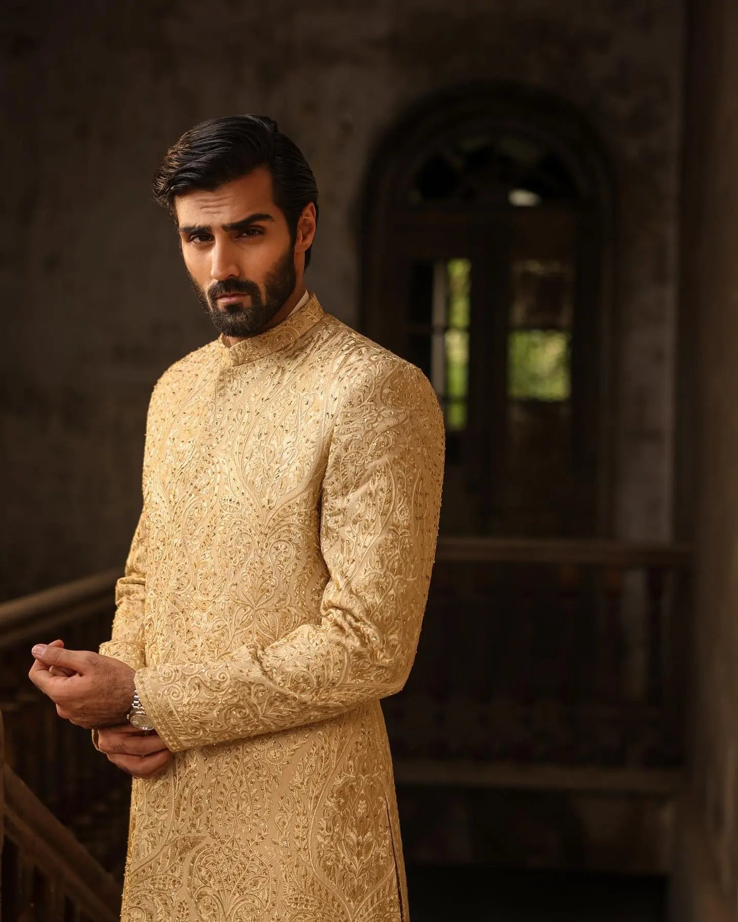 Golden Aura Embroidery Sherwani
