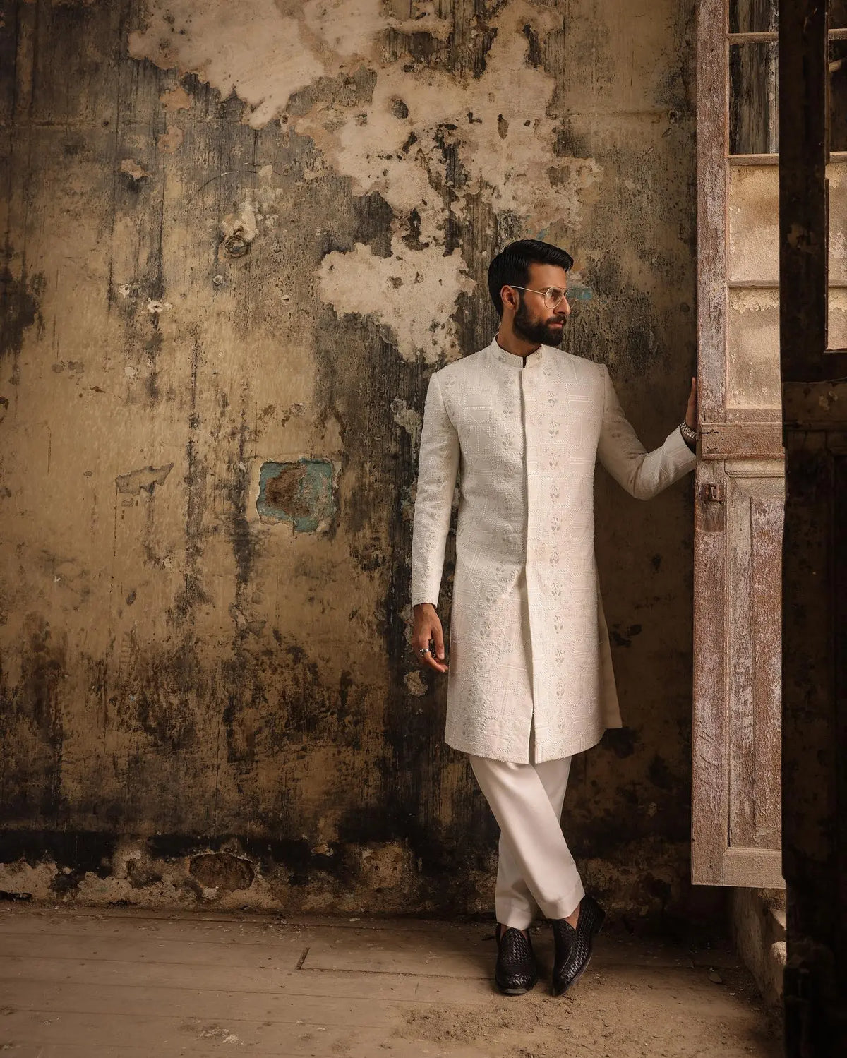 Pearl Monarch Long Sherwani by Crocfit Bespoke, Karachi – view 3
