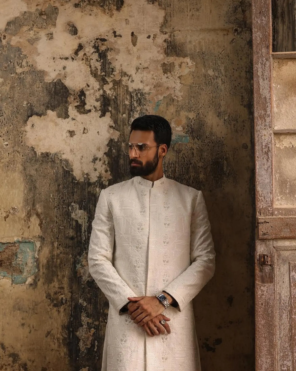 Pearl Monarch Long Sherwani by Crocfit Bespoke, Karachi – view 2
