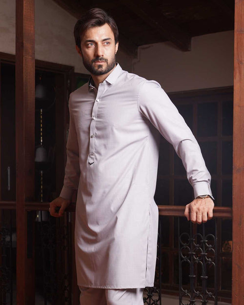 Ash Gray Cotton Shalwar Kameez