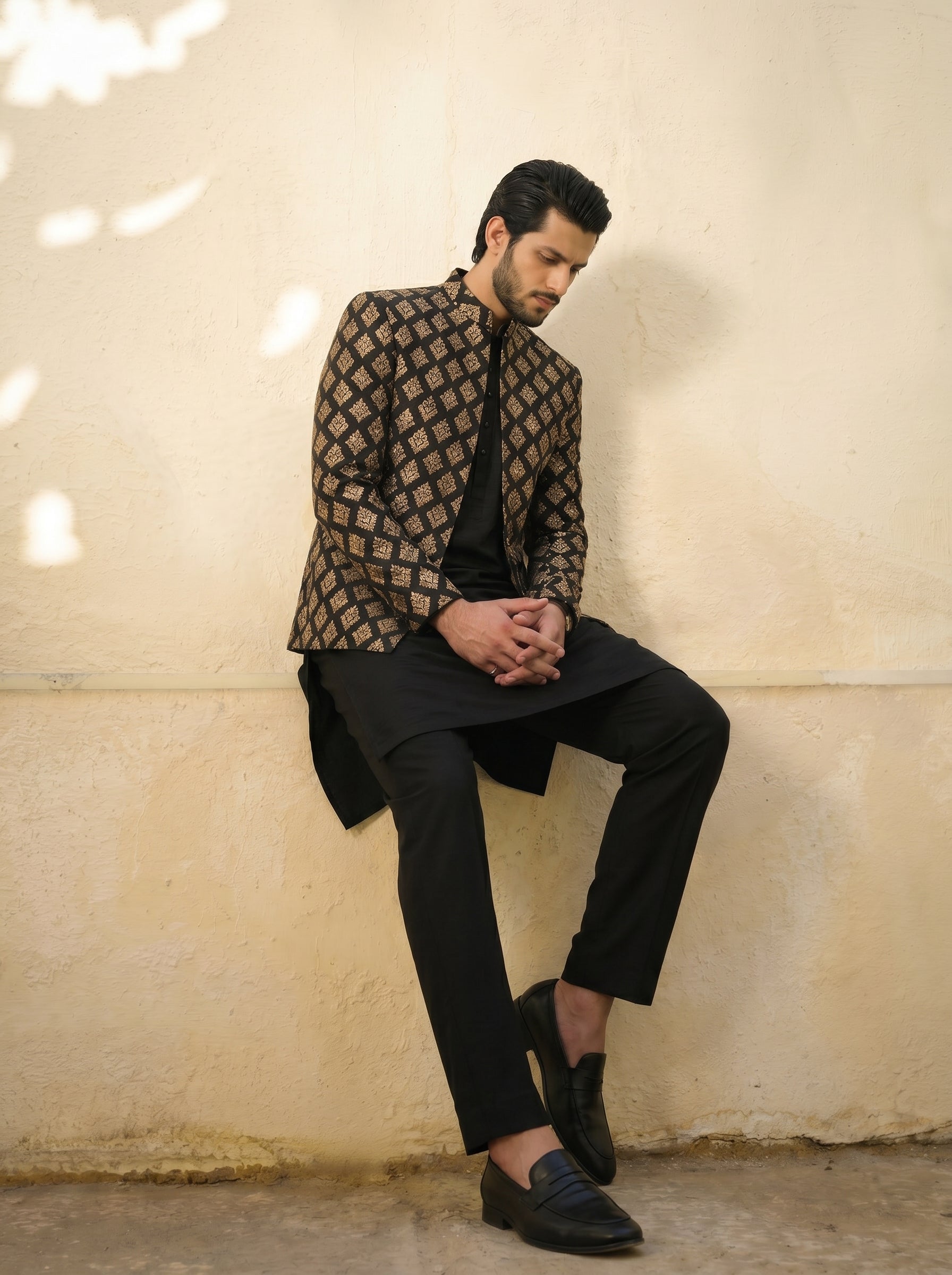 Royal Black Embroidered Prince Coat